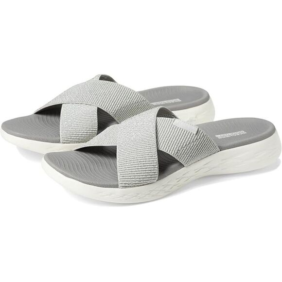 Skechers comfort sandals On the Go 600 white Slip-On goga mat flip flops 8 - Picture 1 of 5